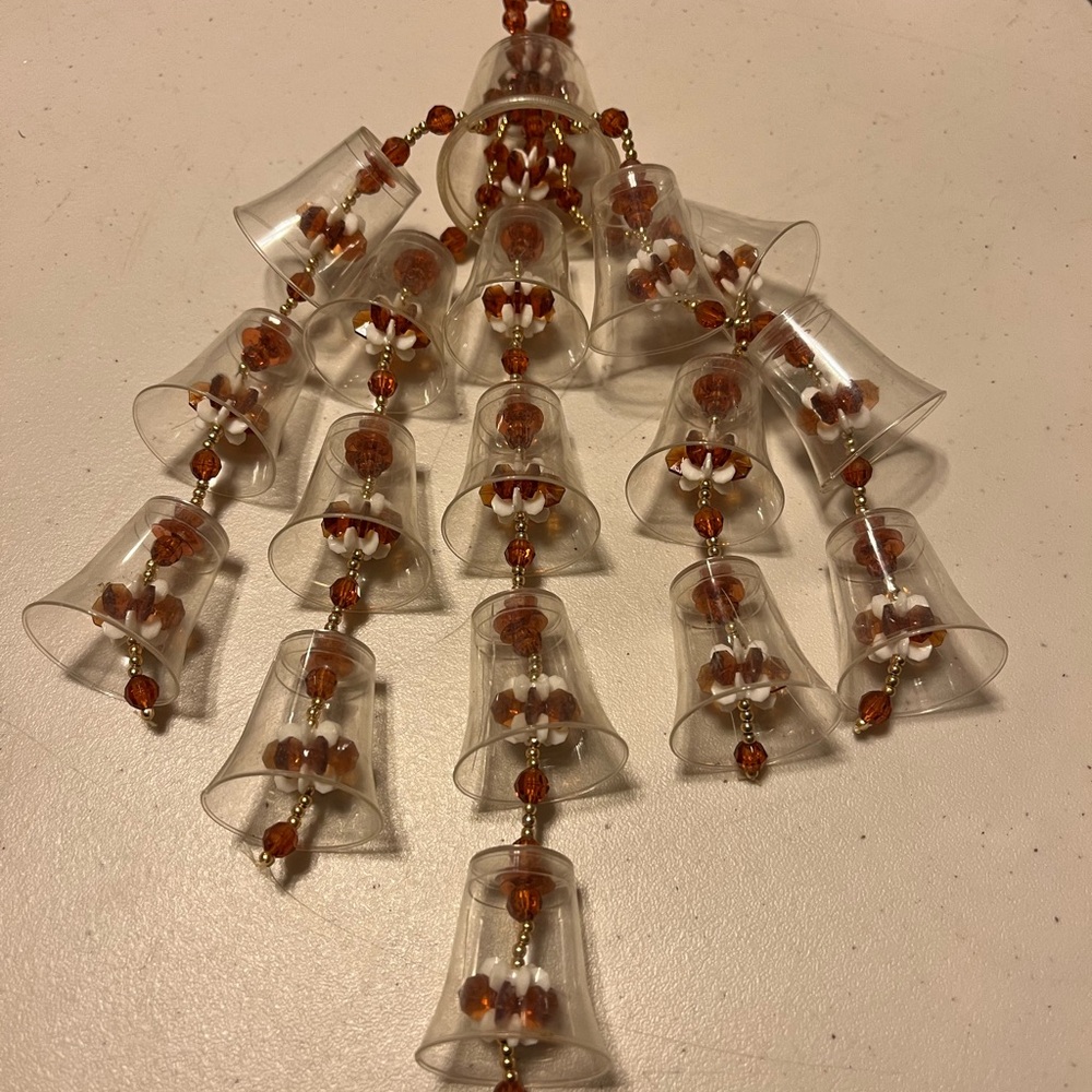 Vintage chandelier ornament. Decoration. Beads and plastic creamers back 50 yrs